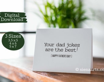 3 SIZES - Printable Black and White Father's Day Card, Instant Download Funny Father's Day Card, Dad Joke Father's Day Card