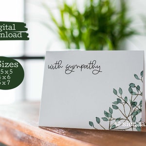 3 TAMAÑOS - Tarjeta de condolencia de acuarela imprimible, descarga instantánea con tarjeta de condolencia, tarjeta de condolencia de hojas de acuarela