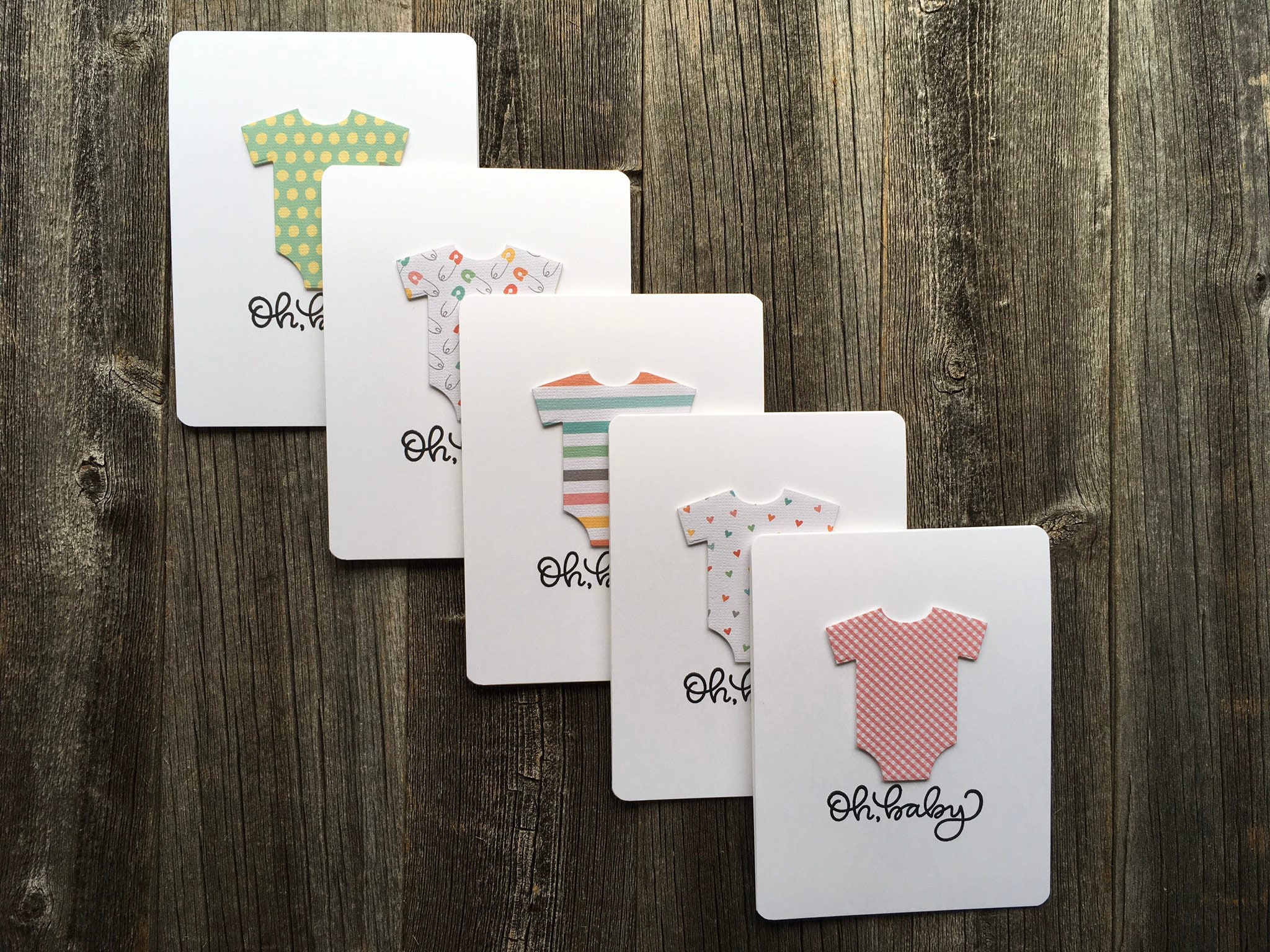 baby onesie card assorted prints