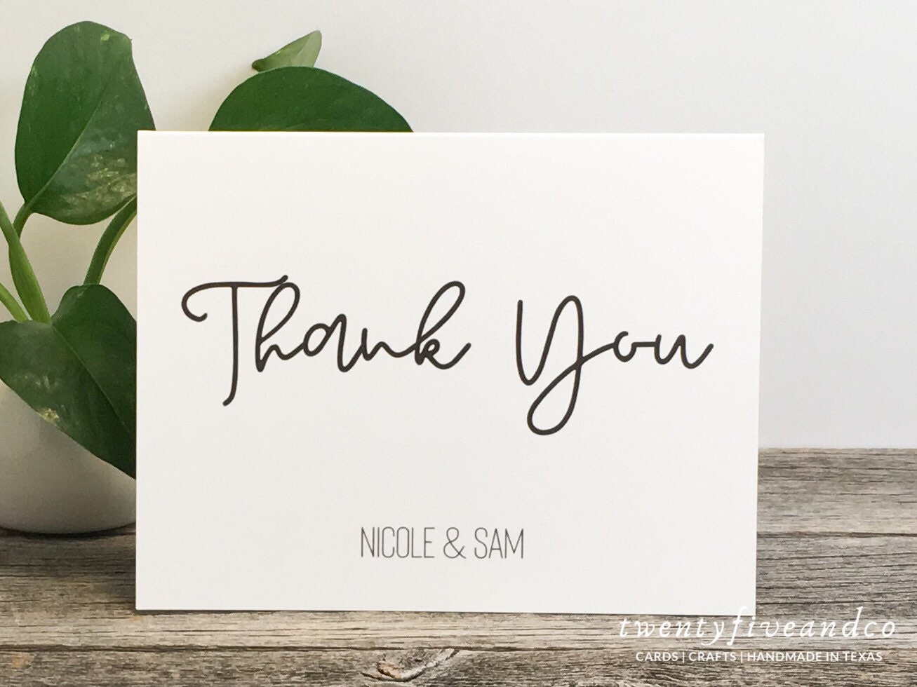 Personalized Wedding Thank You Cards Set, Custom Thank You Card Pack, Modern Blank Thank You Cards