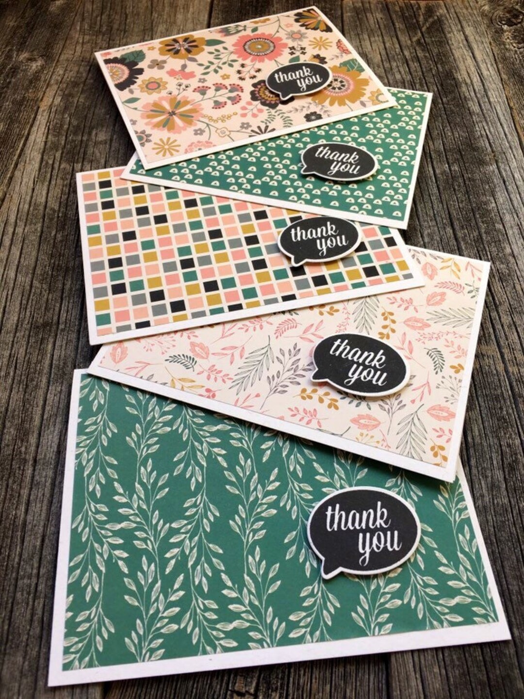 Set of 5 Handmade Thank You Cards Assorted Thank You Card - Etsy