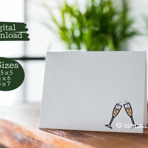 3 MATEN - Afdrukbare Champagne Toast Gefeliciteerd kaart voor nieuwe baan New House Engagement Afstudeerpromotie, Instant Download Card