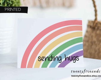 Sending Hugs Rainbow Cards, Modern Rainbow Card Pack, Blank Encouragement Cards