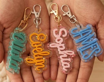 Stocking Stuffer Name Keychain Christmas Gift for Kids, Personalized Backpack Tag
