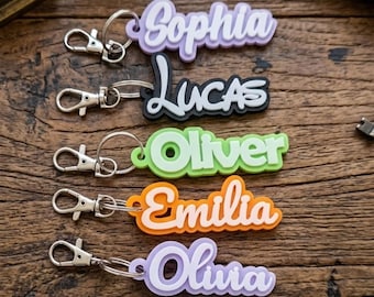 Personalized Keychains, Name Keychain, Acrylic Name Tag, Backpack Name Tag, Diaper Bag, Custom Name Keychains, Lunchbox Name Tag, Retro Name