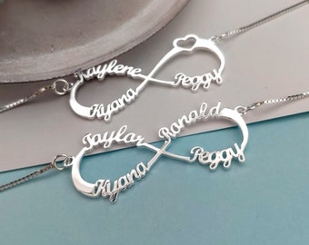 Personalized Name Infinity Necklace, Name Necklace, 1 - 6 Names Custom Necklace, Personalized Necklace, Sterling Silver Name Necklace