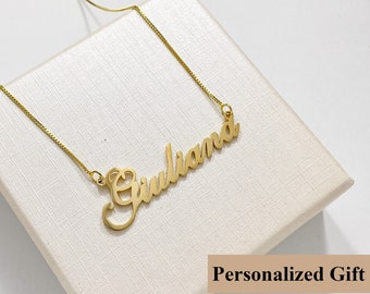 Custom Name Necklace, Gold Name Necklace, Nameplate Necklace, Birthday Gift, Mother's day Christmas Gift for Her