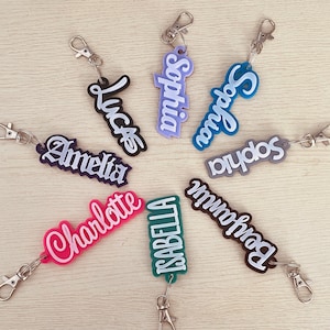 Personalized Gift Name Keychains, Backpack Name Tag, Custom Acrylic Keychain, Acrylic Name Tag, Diaper Bag, Lunchbox Name Tag, Retro Name