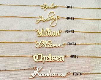 Custom Name Necklace Gold, Silver, Rose Gold, Personalized Necklace, Dainty Name plate Necklace, Birthday Gift, Christmas gifts