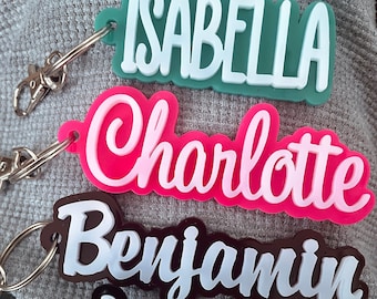 Custom Name Keychains, Backpack Name Tag, Personalized Acrylic Keychain, Acrylic Name Tag, Diaper Bag, Lunchbox Name Tag, Retro Name Tag