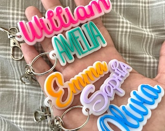 Personalized Acrylic Name Keychain, Team Gifts, Acrylic Name Tag, Backpack Name Tag, Diaper Bag, Nursery Gifts, Lunchbox Name Tag