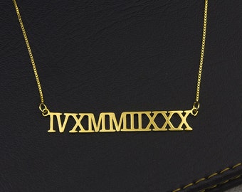 necklace with roman numeral date