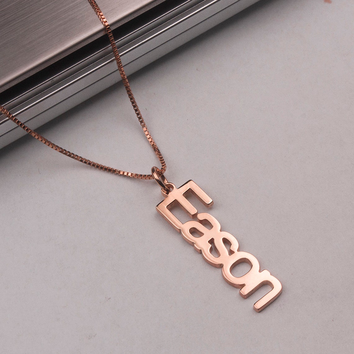Rose Gold Name Necklace Personalized Name Chain Font Necklace Etsy