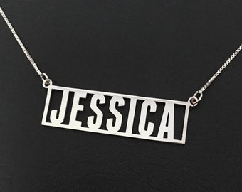 Uppercase Letter Necklace, Personalized Name Necklace, Sterling Silver Name Plte Necklace, Custom Necklace, Christmas Gift, Birthday Gift