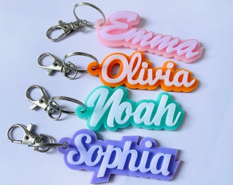 Etiqueta de llavero de nombre personalizado, llaveros de nombre, etiqueta de nombre de acrílico, etiqueta de nombre de lonchera, etiqueta de nombre de mochila, bolsa de pañales, regalo de Navidad