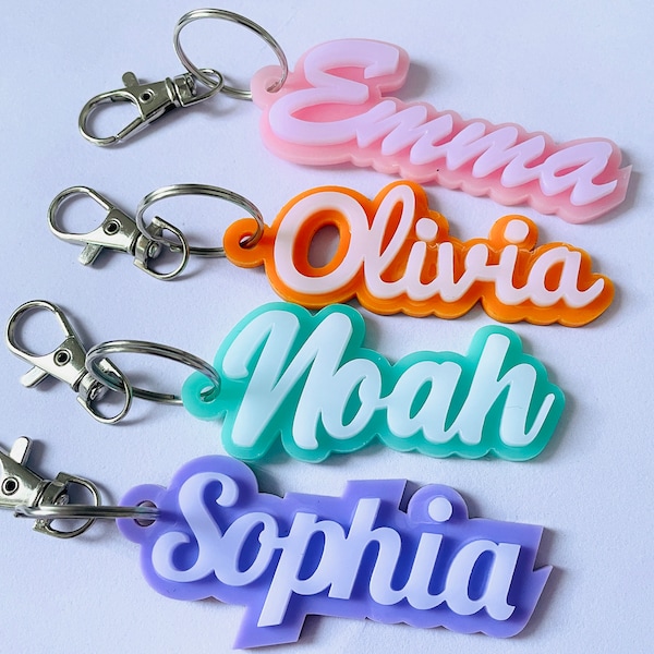 Custom Name Keychain Tag, Name Keychains, Acrylic Name Tag, Lunchbox Name Tag, Backpack Name Tag, Diaper Bag, Christmas Gift