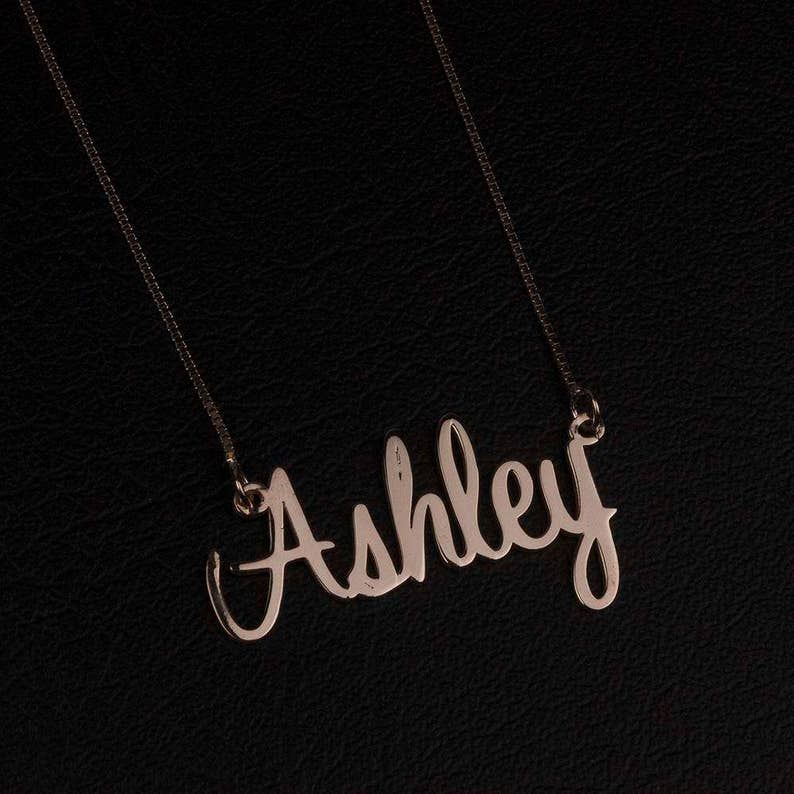 Name Necklace Rose Gold Personalized Name Plate Necklace Etsy