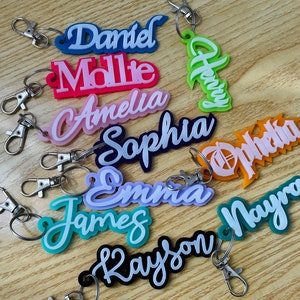 Acrylic Keychain, Personalized Acrylic Name Tag, Backpack Name Tag, Retro Name, Diaper Bag, Lunchbox Name Tag, Personalized Gift