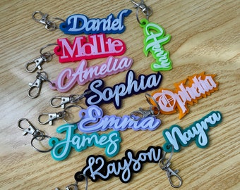 Acrylic Keychain, Personalized Acrylic Name Tag, Backpack Name Tag, Retro Name, Diaper Bag, Lunchbox Name Tag, Personalized Gift