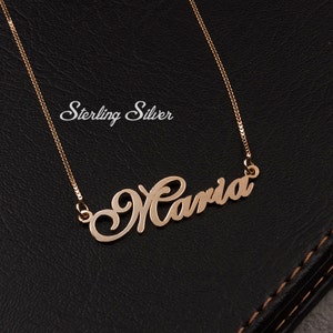 Name Necklace, Rose Gold Name Necklace, Cursive Name Necklace, Personalized Nameplate Necklace, Birthday Gift, Custom Name Necklace