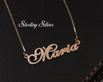 Name Necklace, Rose Gold Name Necklace, Cursive Name Necklace, Personalized Nameplate Necklace, Birthday Gift, Custom Name Necklace