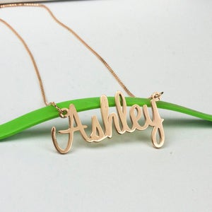 Name Necklace Rose Gold, Personalized Name Plate Necklace, Rose Gold Name Jewelry, Custom Necklace, Personalized Jewelry, Rose Gold Necklace image 1