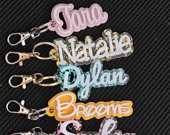 Name Keychain for Personalized Acrylic Keychain 3D, Christmas Gift Bag Name Tags Retro Keychain