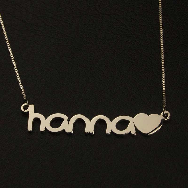 Name Necklace Heart Name Necklace Custom Name Jewelry Etsy
