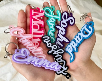 Personalized Acrylic Keychains, Custom Name Keychain, Acrylic Name Tag, Backpack Name Tag, Diaper Bag, Lunchbox Name Tag, Wedding Gift