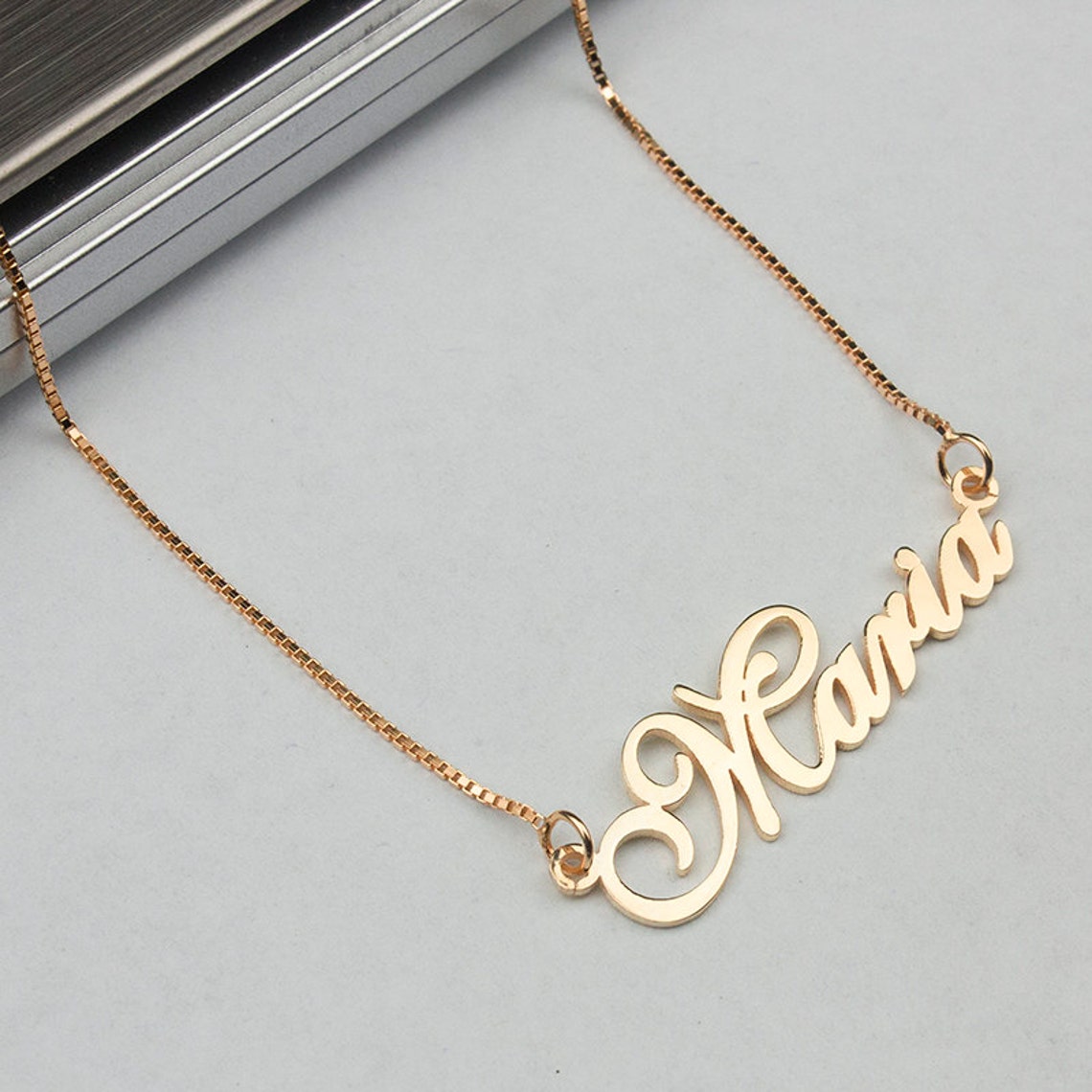 Name Necklace Rose Gold Name Necklace Cursive Name Necklace Etsy