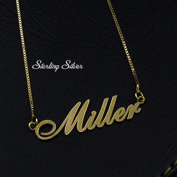 Name Necklace Gold Font Necklace Personalized Name Necklace Etsy