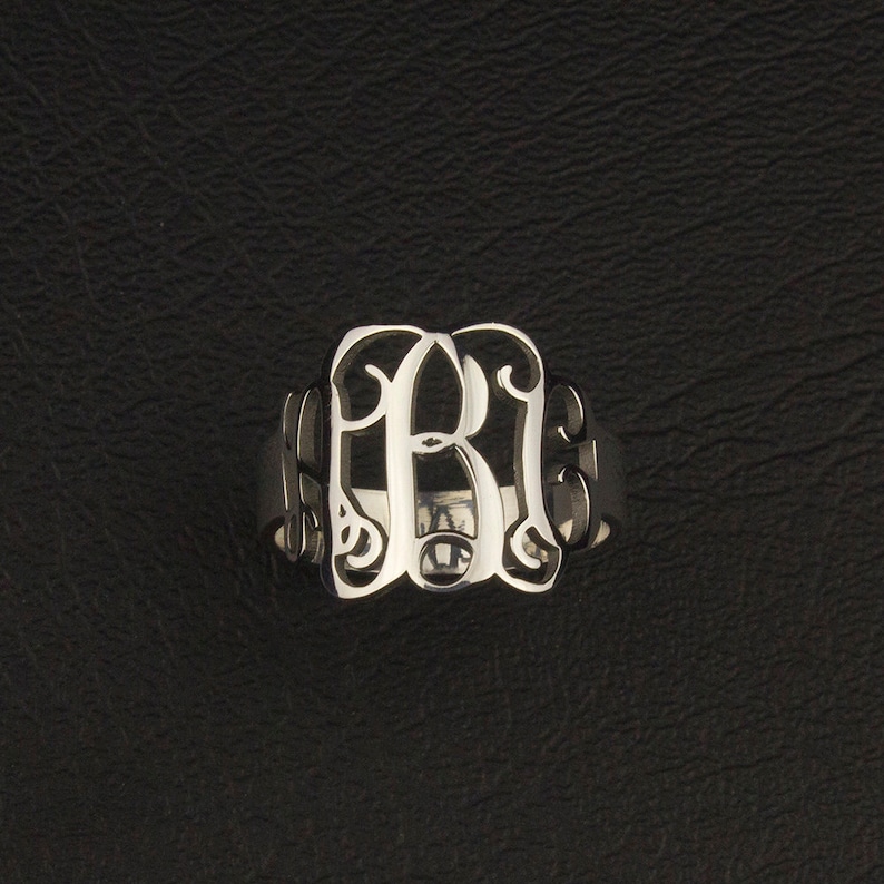 Initial Monogram Ring Personalized Monogram Ring Three Initial Etsy