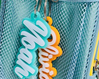 Backpack Name Tag, Personalized  Name Keychain, Wallet Tag, Acrylic Name Tag, Luggage Tag, Diaper Bag, Lunchbox Name Tag, Christmas Gift