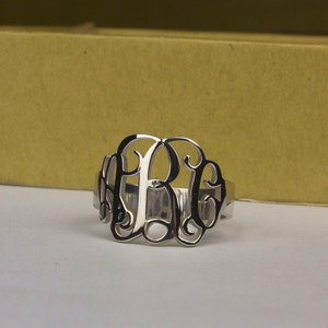 Initial Monogram Ring Personalized Monogram Ring Three Initial Ring ...