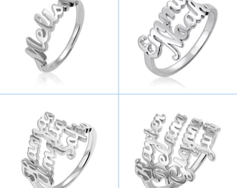 Personalized Multiple Name Ring, Name Ring, Family Name Ring, Personalized Ring, Three Four Name Ring, Gift For Her, Custom Ring, Silver