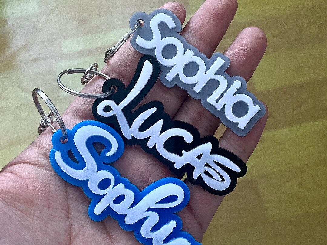 Custom Name Keychain Acrylic Name Tag Backpack Name Tag Etsy