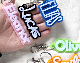 Personalized Name Keychain Acrylic Name Tag Backpack Name Tag Diaper Bag Personalized Gift