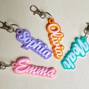 Personalized Keychains, Name Keychain, Acrylic Name Tag, Backpack Name Tag, Diaper Bag, Custom Name Keychains, Lunchbox Name Tag, Retro Name