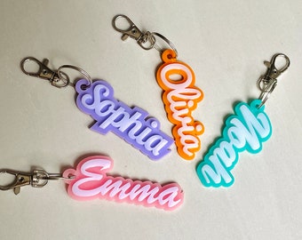 Personalized Keychains, Name Keychain, Acrylic Name Tag, Backpack Name Tag, Diaper Bag, Custom Name Keychains, Lunchbox Name Tag, Retro Name