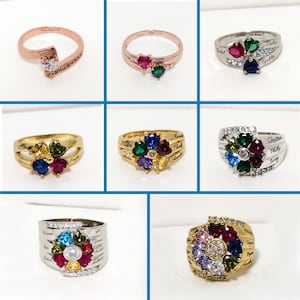 Personalized Birthstone Ring, Birthstone Rings, Engraved Ring, Christmas, Ring For Mother, Promise Ring, 1 - 8 Names Ring, Mothers Ring