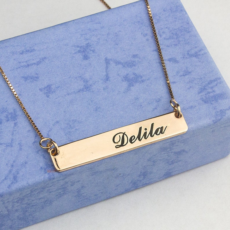 Engraved Name Plate Rose Gold Nameplate Necklace Engraved Nameplate Necklace Gift Carrie Nameplate Necklace Personalized Name Pendant