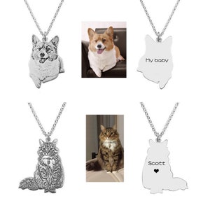 Pet Photo Necklace, Personalized Picture Necklace, Sterling Silver Cat Necklace, Custom Dog Necklace, Pet Memorial Gift, Pet Lover Gift