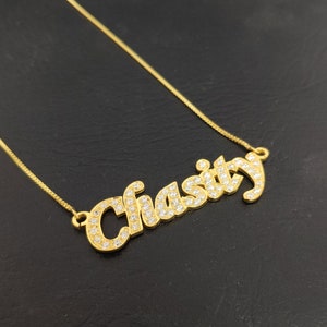 Sparkling Diamond Necklace, Name Necklace, Diamond Name Necklace, Personalized Diamond Name Necklace, Sterling Silver Name Necklace