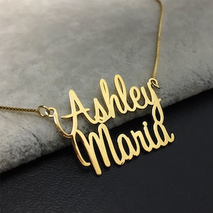 Double Name Necklace, Custom Name Necklace, Tiny Name Necklace, 2 layer Necklace, Gold Name Necklace, Gift Fot Guys