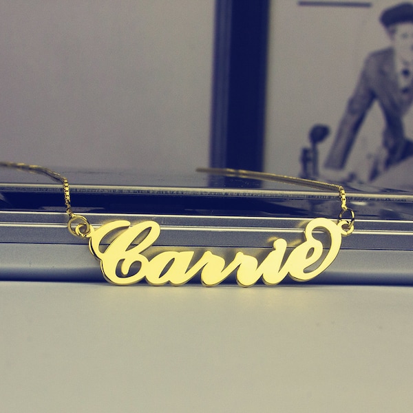 Personalized Carrie Necklace, Gold Carrie Necklace, Name Necklace, Fashion Carrie Name Necklace, My Name Necklace, Customize Necklace