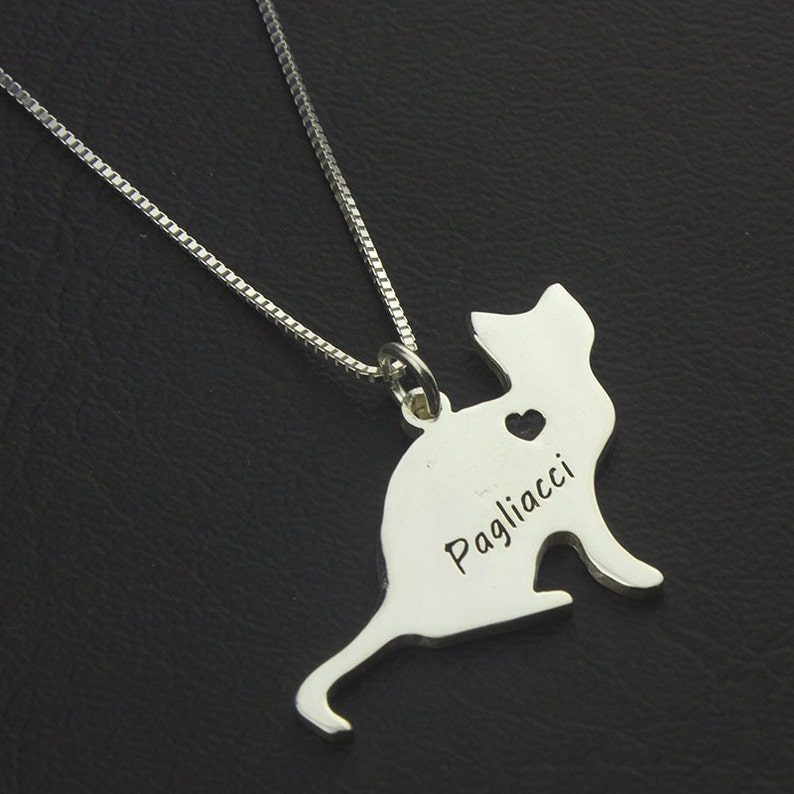 Cat Name Necklace Cat Engraved Necklace Sterling Silver Etsy