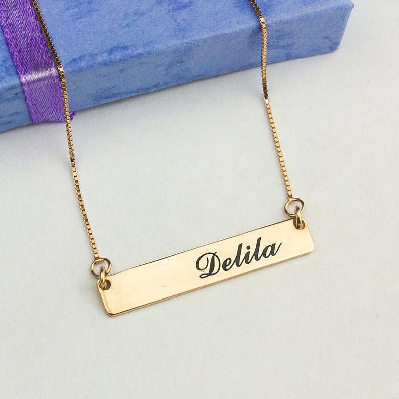 Engraved Name Plate Rose Gold Nameplate Necklace Engraved Nameplate Necklace Gift Carrie Nameplate Necklace Personalized Name Pendant