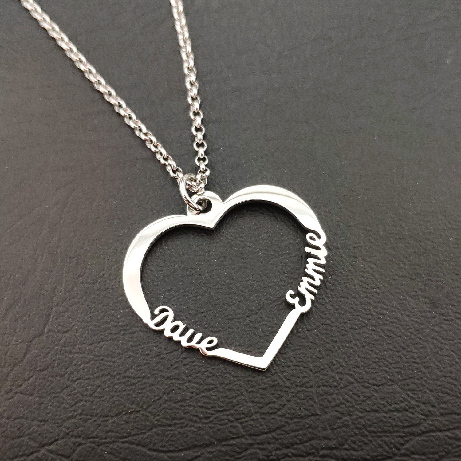 Double name 2024 necklace with heart