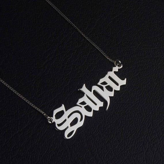 old english custom name necklace