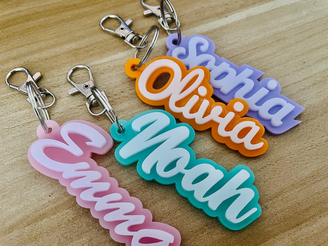 Personalized Acrylic Keychain, Acrylic Name Tag, Backpack Name Tag